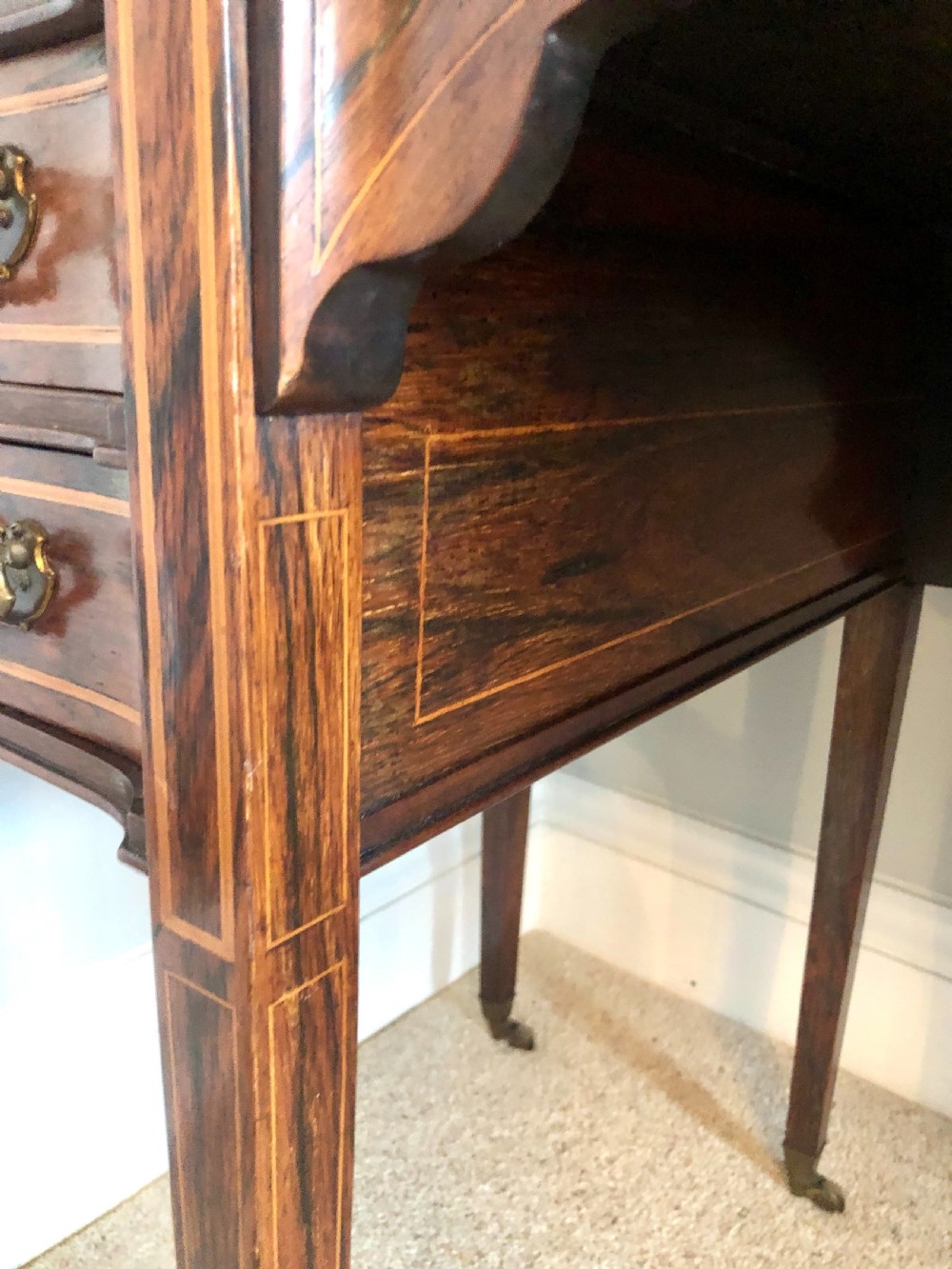 Fine Quality Victorian Freestanding Maple & Co. Inlaid Writing Desk

 View VI