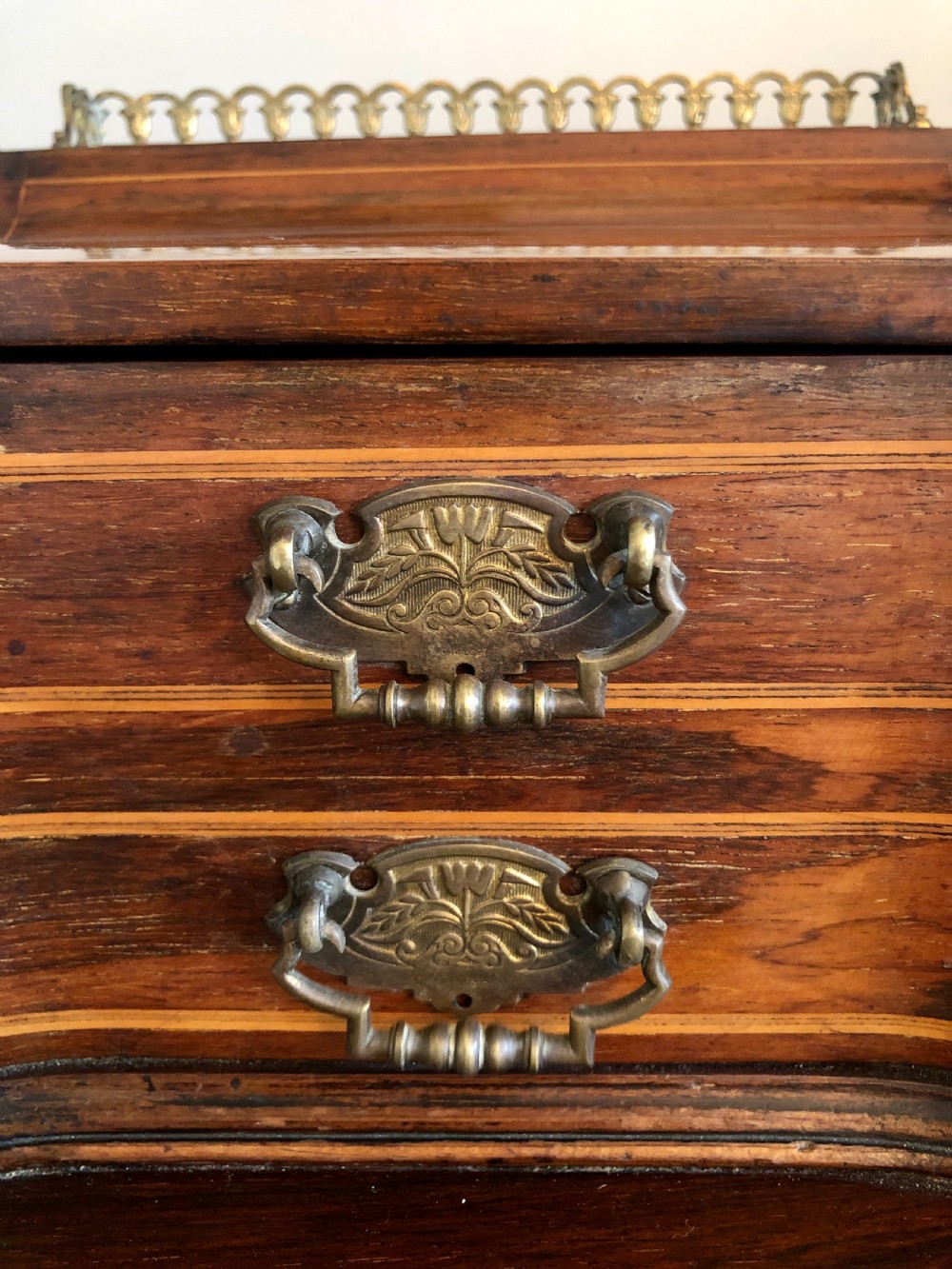 Fine Quality Victorian Freestanding Maple & Co. Inlaid Writing Desk

 View XII
