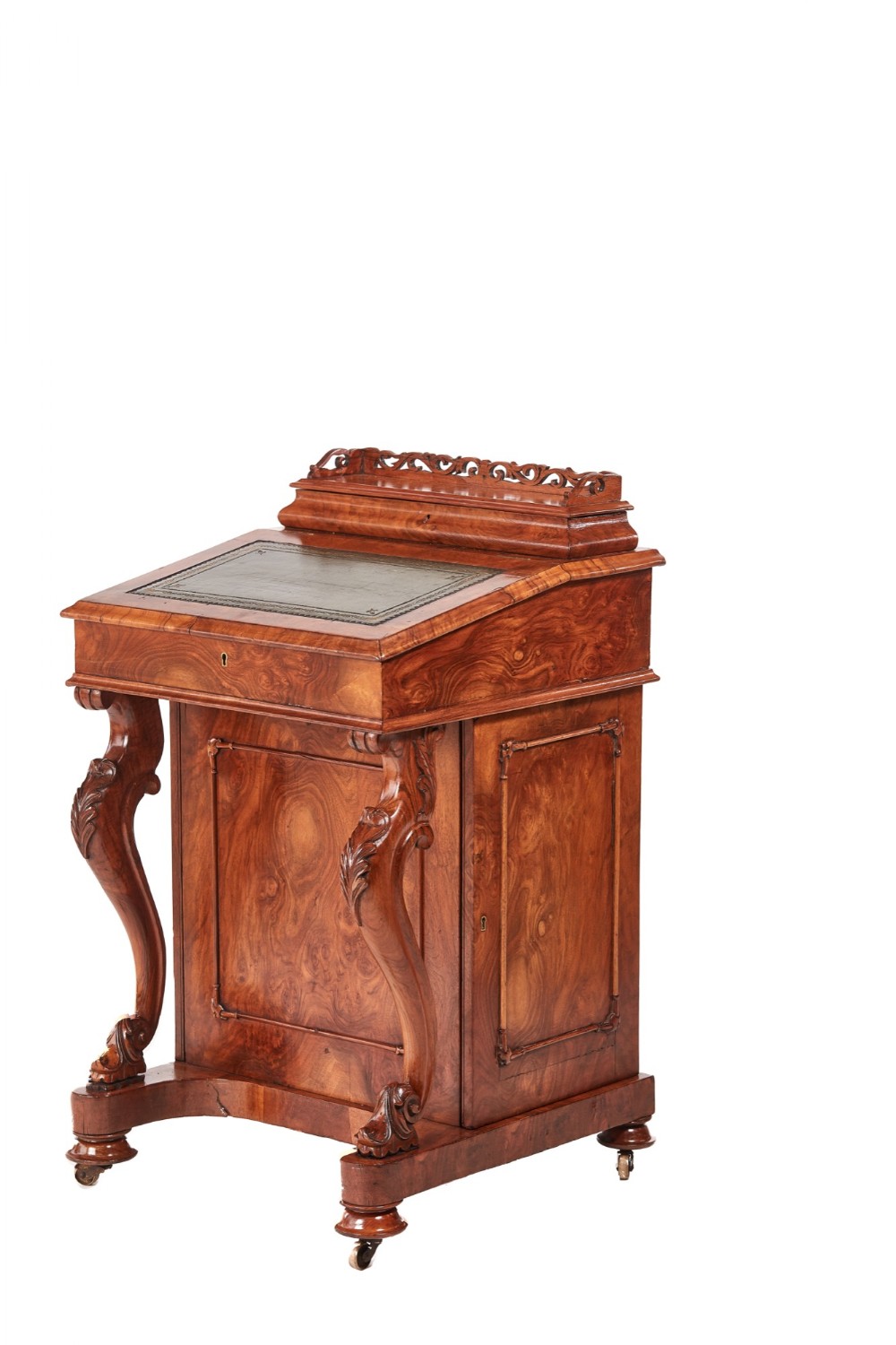 Antique  Victorian Burr Walnut Freestanding Davenport
