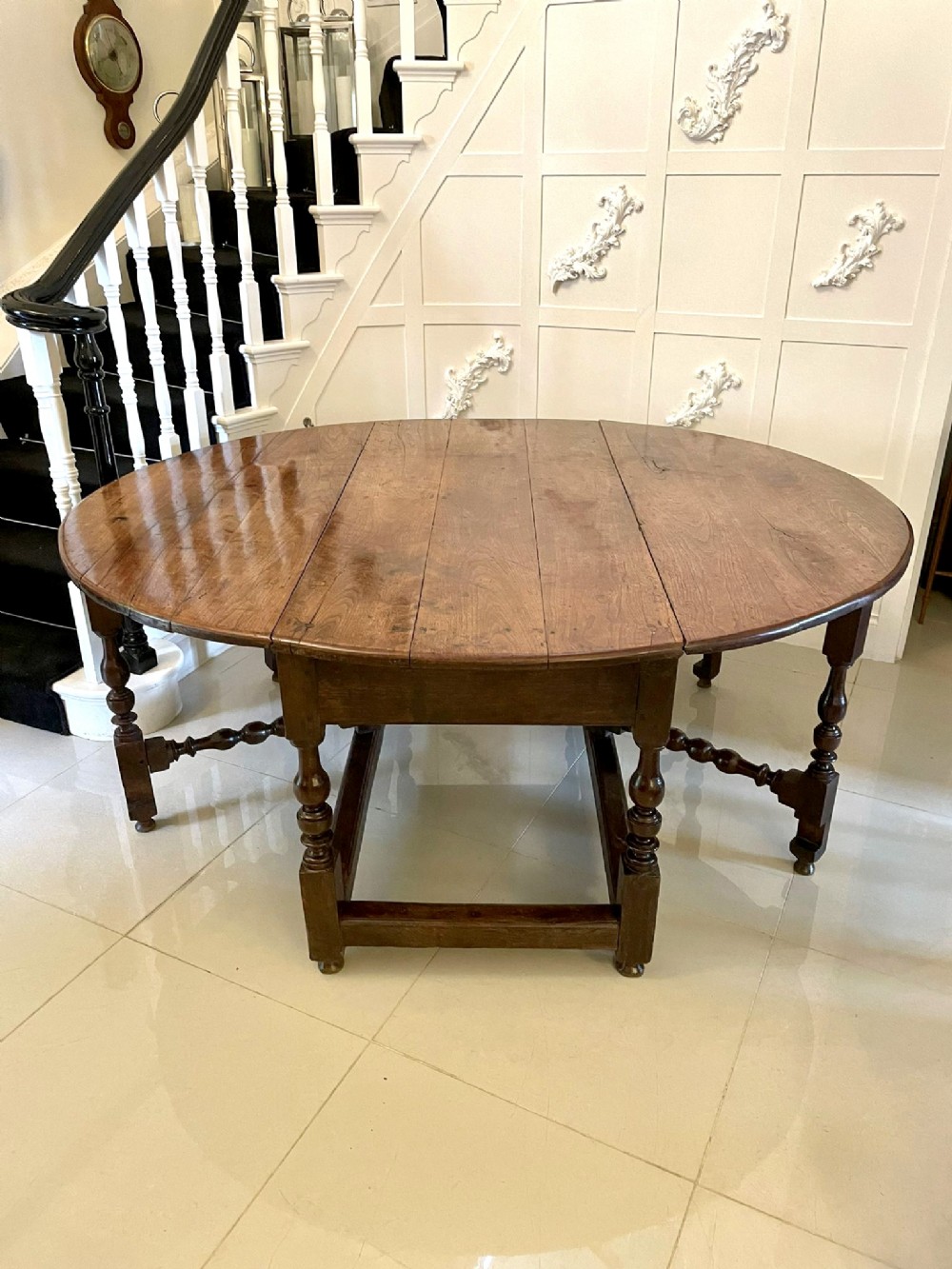 Rare Antique 17th Century Solid Walnut Top Double Gateleg Table
