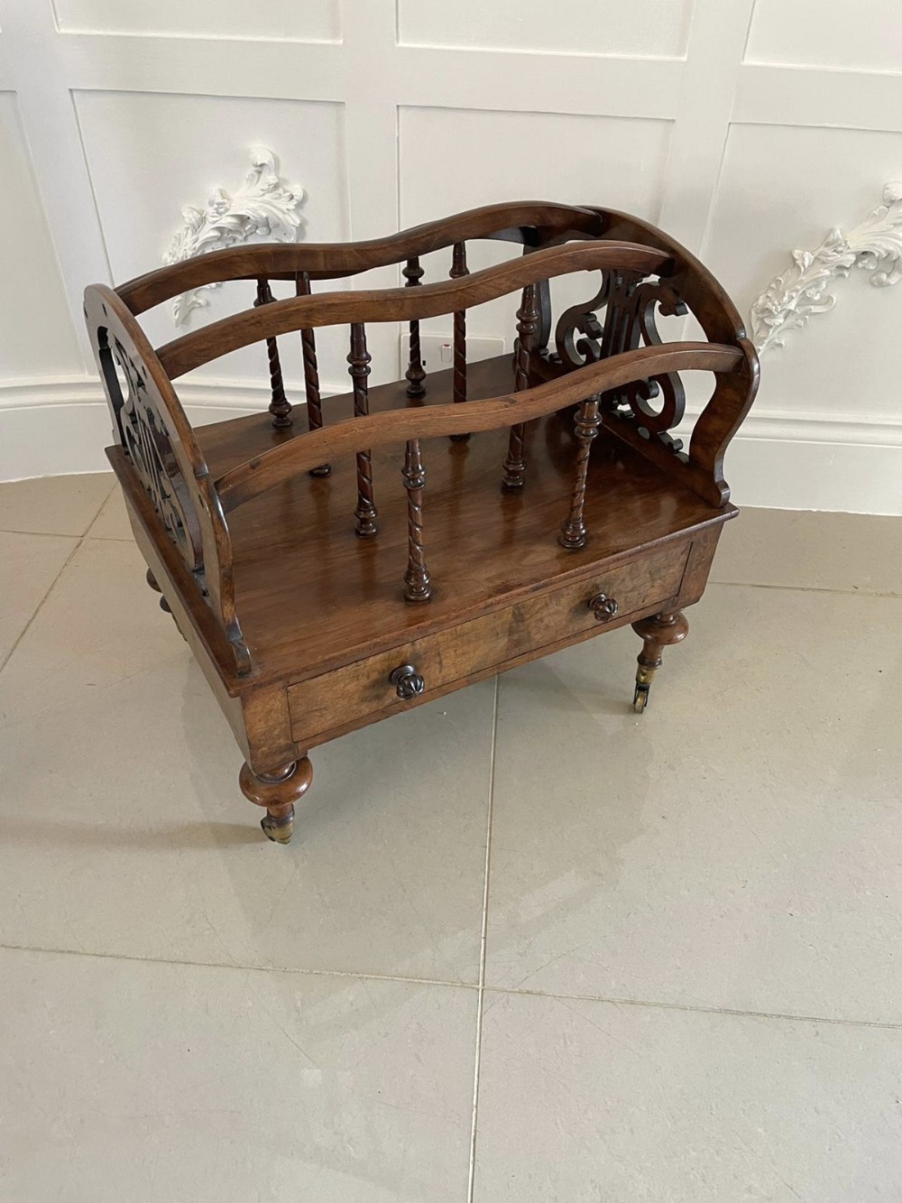 Antique Victorian Burr Walnut Canterbury
