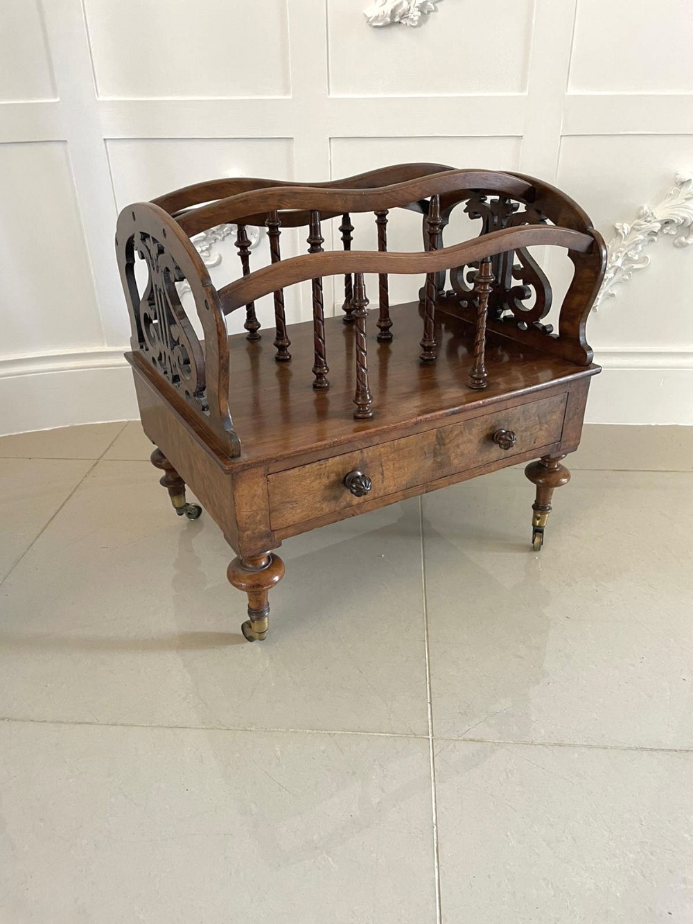 Antique Victorian Burr Walnut Canterbury