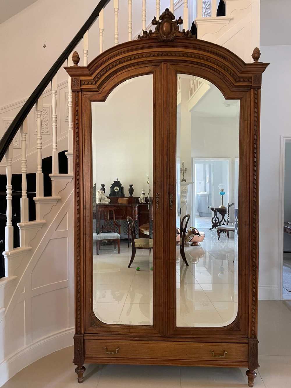  Antique Victorian French Quality Carved Walnut Wardrobe 