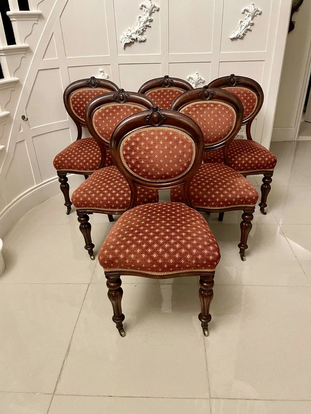  Set of Six Quality Antique Victorian Mahogany Dining Chairs 
