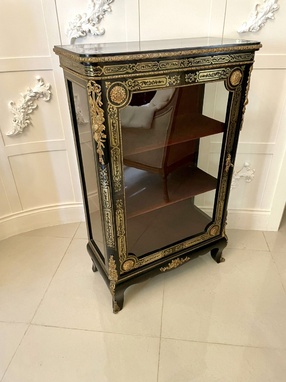  Fine Antique Victorian Quality French Boulle Display Cabinet 
