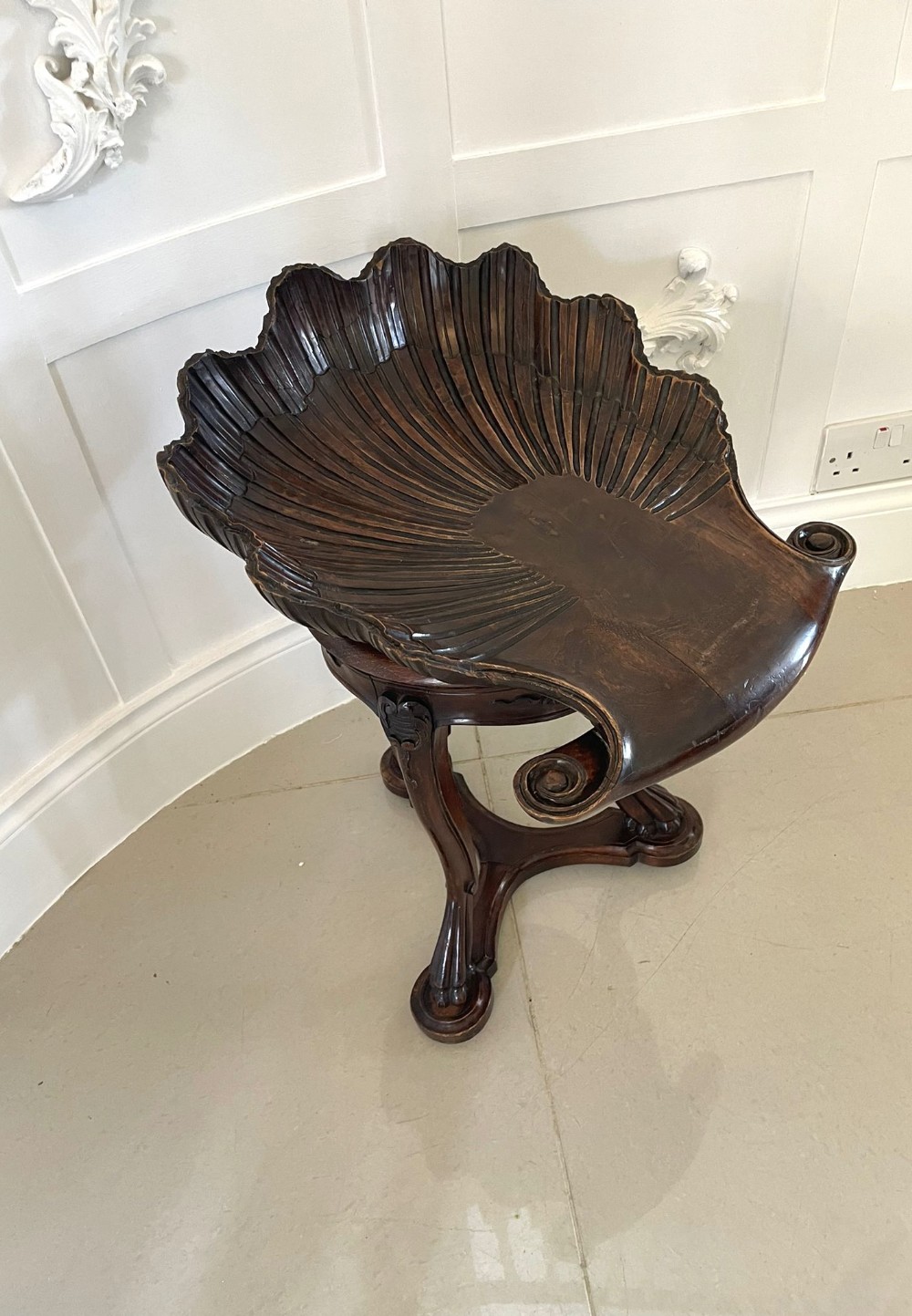 Fantastic Italian Antique Victorian Carved Walnut Grotto Revolving Music Stool 

