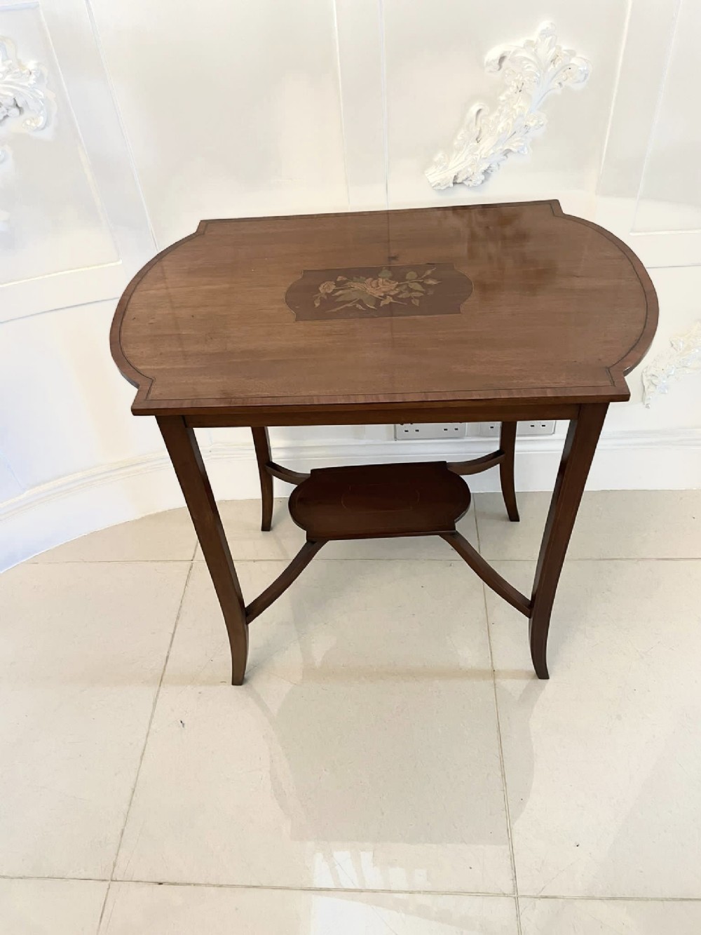  Antique Edwardian Quality Mahogany Inlaid Lamp Table 
