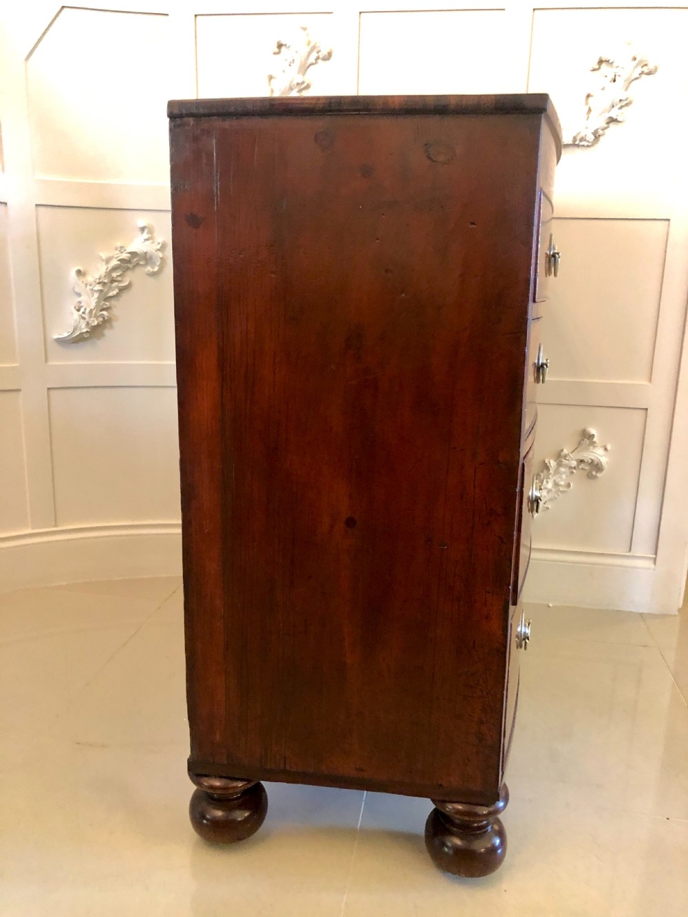 Quality Antique Regency Mahogany Bow Fronted Chest of Drawers View II