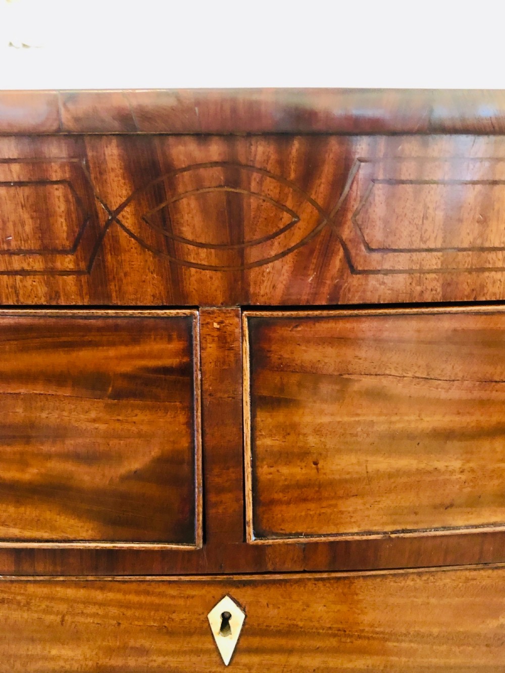 Quality Antique Regency Mahogany Bow Fronted Chest of Drawers View IX
