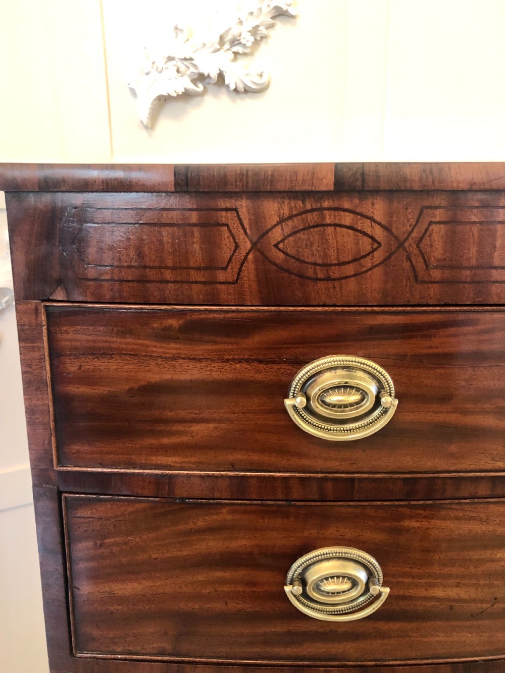 Quality Antique Regency Mahogany Bow Fronted Chest of Drawers View X