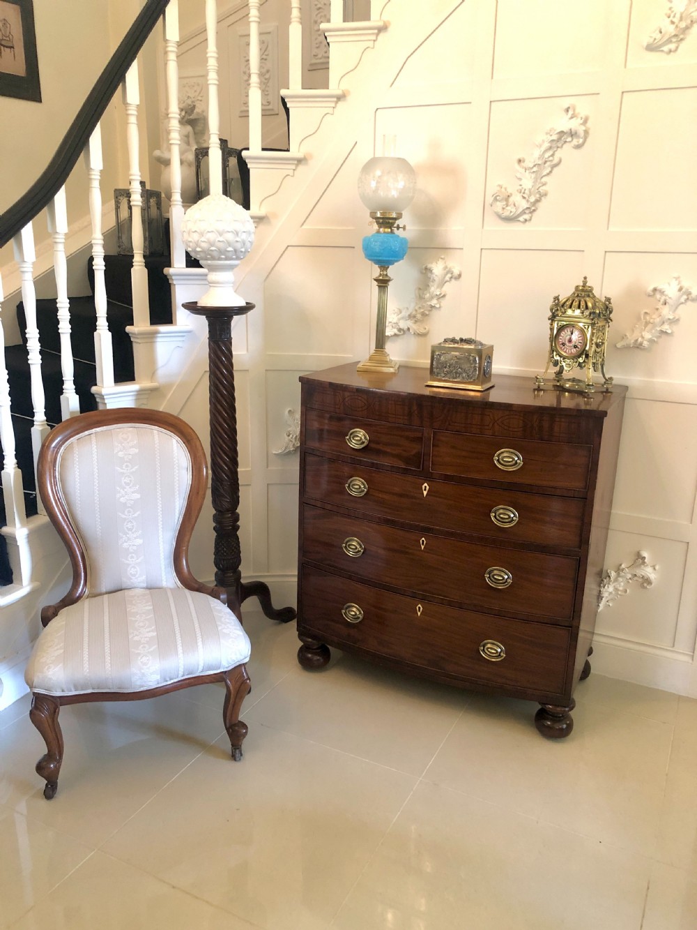 Quality Antique Regency Mahogany Bow Fronted Chest of Drawers View XV