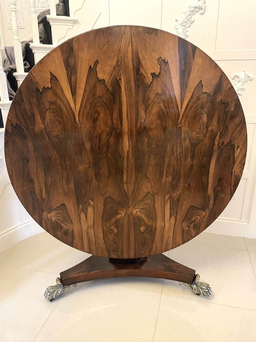 Outstanding Quality Antique Regency Rosewood Circular Centre Table with Bronze Feet 
