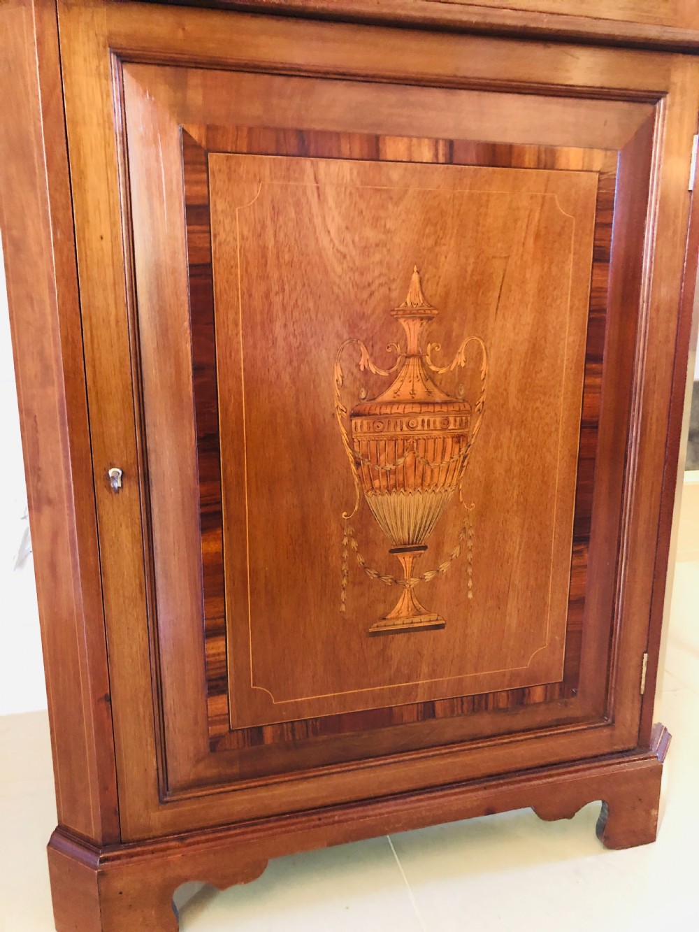  Fine Quality Antique  Edwardian Inlaid Mahogany Corner Cupboard
 View II