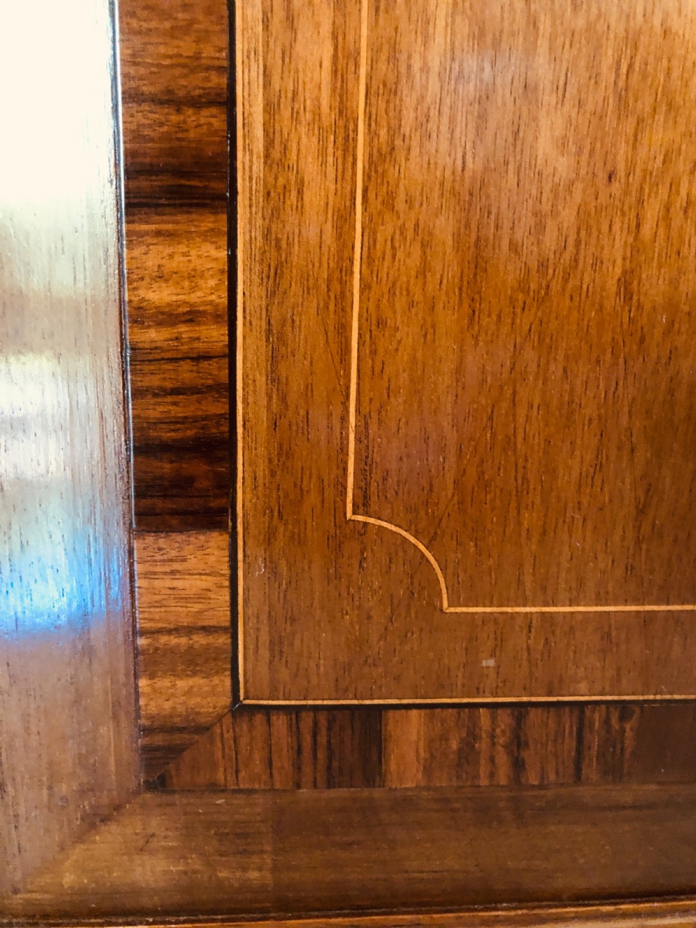  Fine Quality Antique  Edwardian Inlaid Mahogany Corner Cupboard
 View X