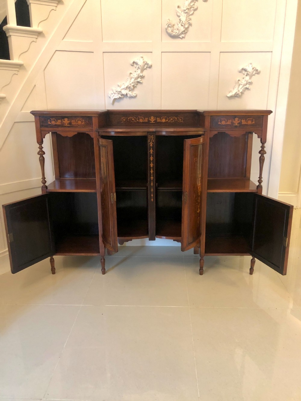  Antique Victorian Inlaid Rosewood Side Cabinet
 View II