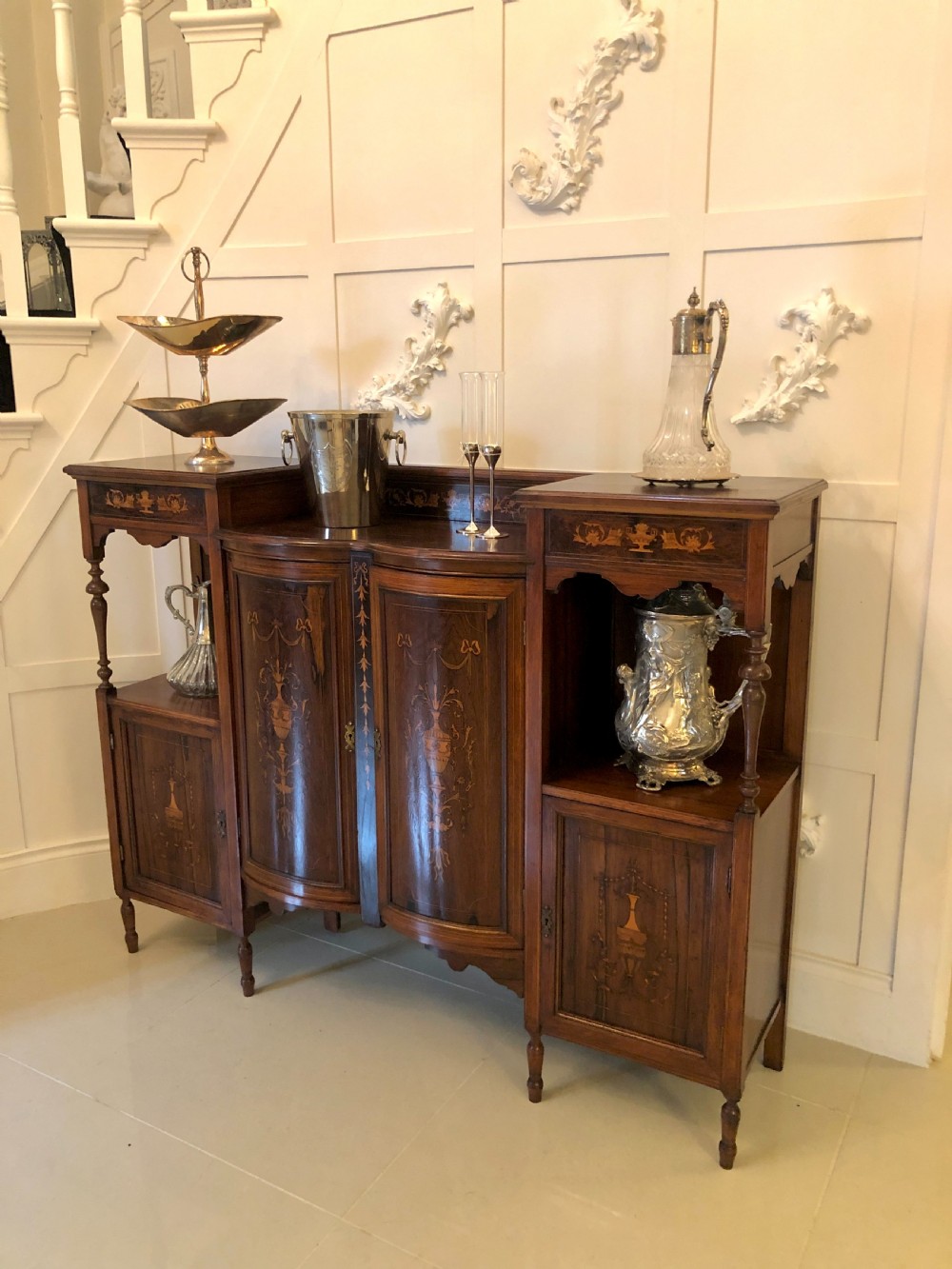  Antique Victorian Inlaid Rosewood Side Cabinet
 View III
