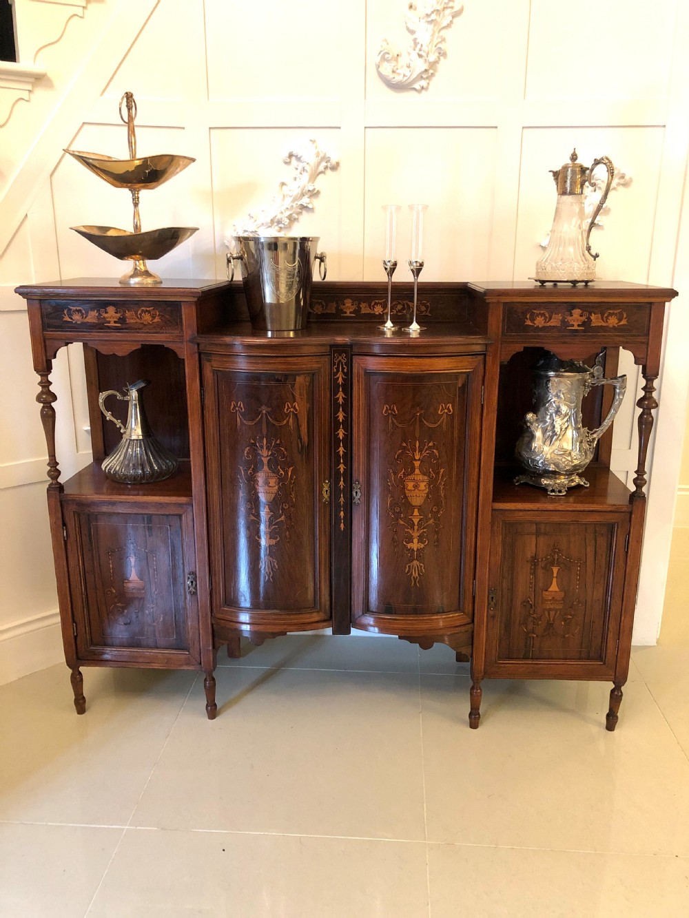  Antique Victorian Inlaid Rosewood Side Cabinet
 View VII