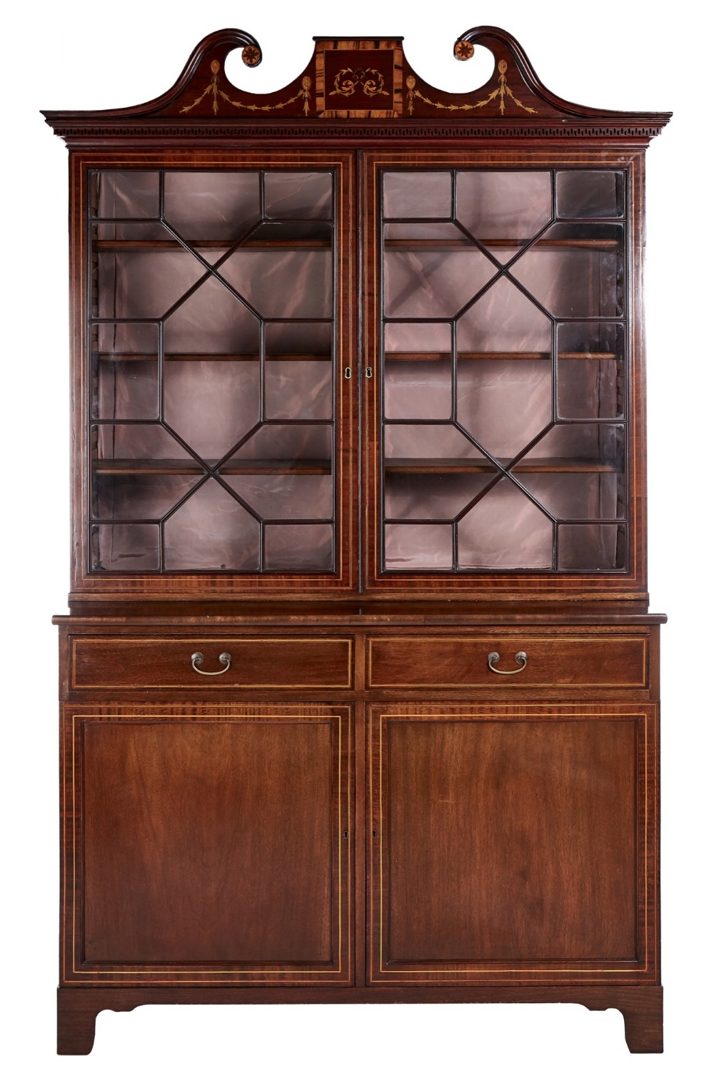  Outstanding Quality Antique Victorian Mahogany Inlaid Astral Glazed Bookcase
