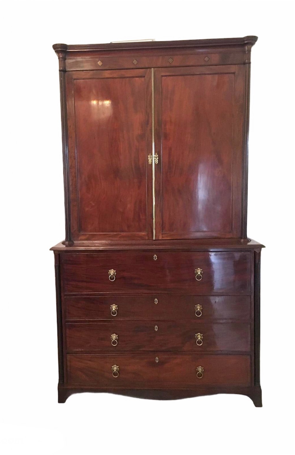  Fine Quality Regency Figured Mahogany Secretaire Bookcase

