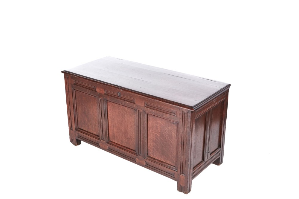  17th Century Antique Quality Panelled Oak Coffer
