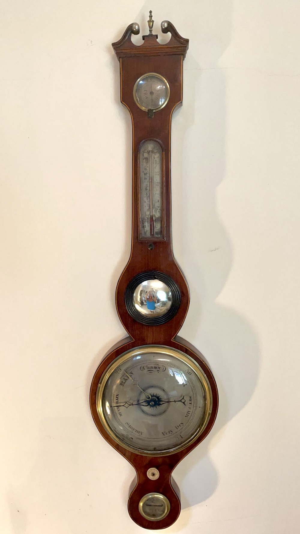  George III Antique Quality Mahogany Banjo Barometer 
