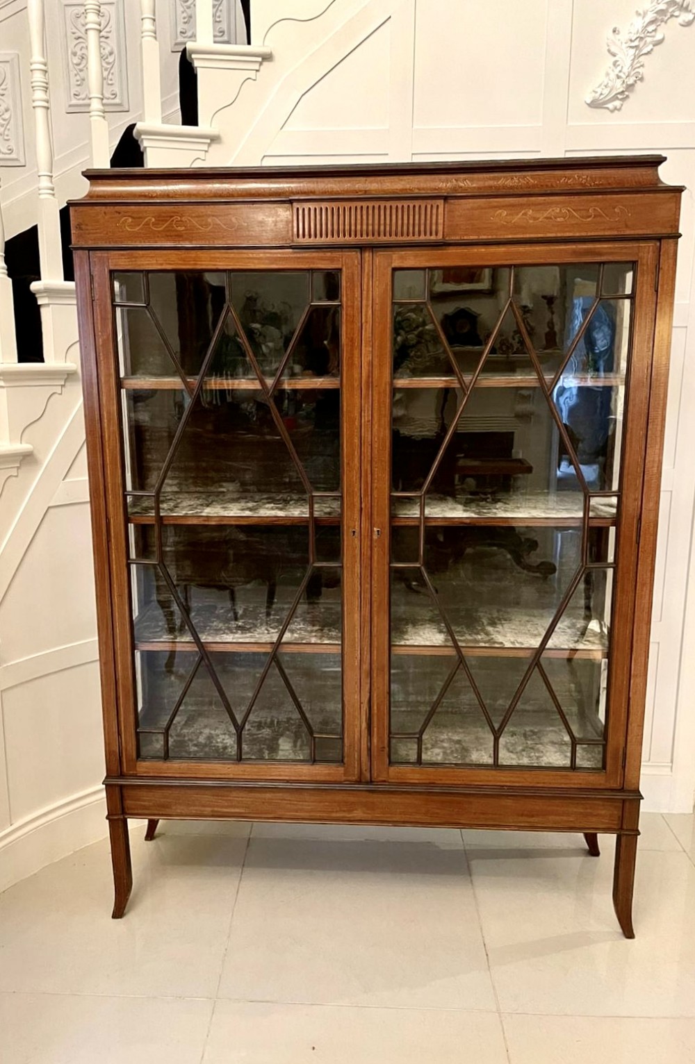  Large Antique Edwardian Quality Inlaid Mahogany Display Cabinet 

