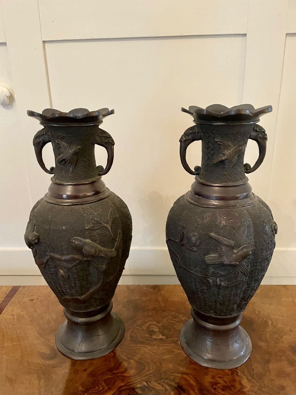 Pair of Quality Antique  Japanese Bronze Vases

Pair of Quality Antique  Japanese Bronze Vases

