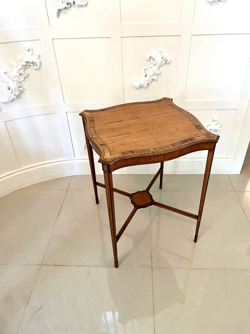  Fine Quality Antique Victorian Satinwood Inlaid Lamp Table by Edwards & Roberts, London.
