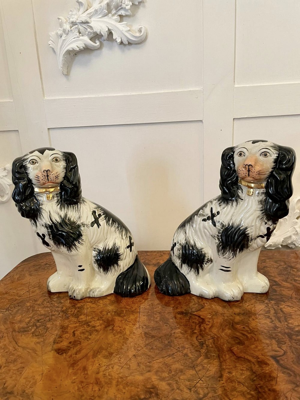   Pair of Antique Victorian Staffordshire Dogs 

