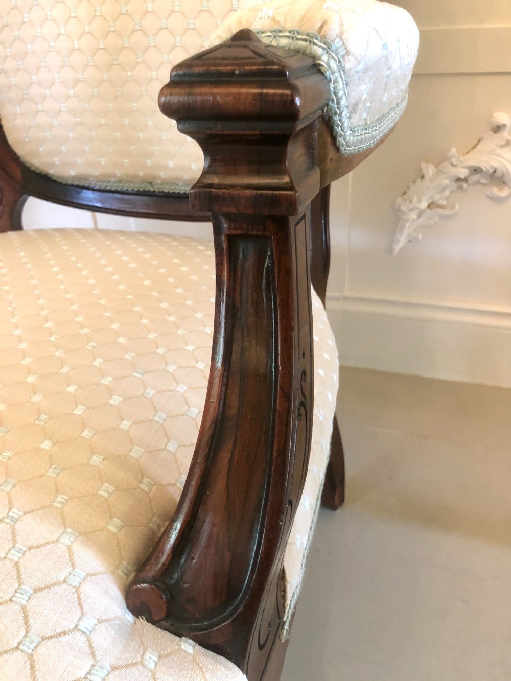  Fine Pair of Antique Victorian Carved Rosewood Library Chairs
 View X
