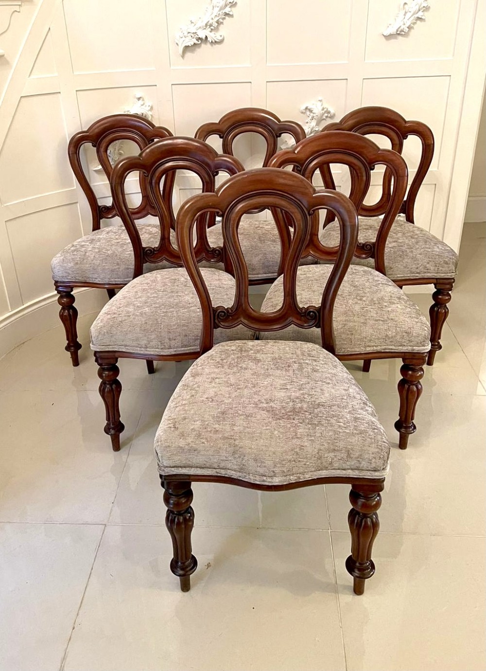  Antique Set of Six Victorian Quality Mahogany Dining Chairs 
