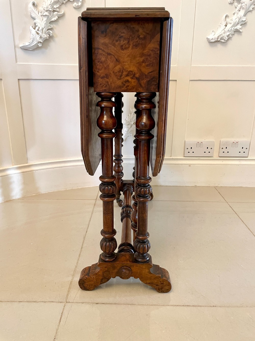  Antique Victorian Quality Burr Walnut Small Sutherland Table 
 View III