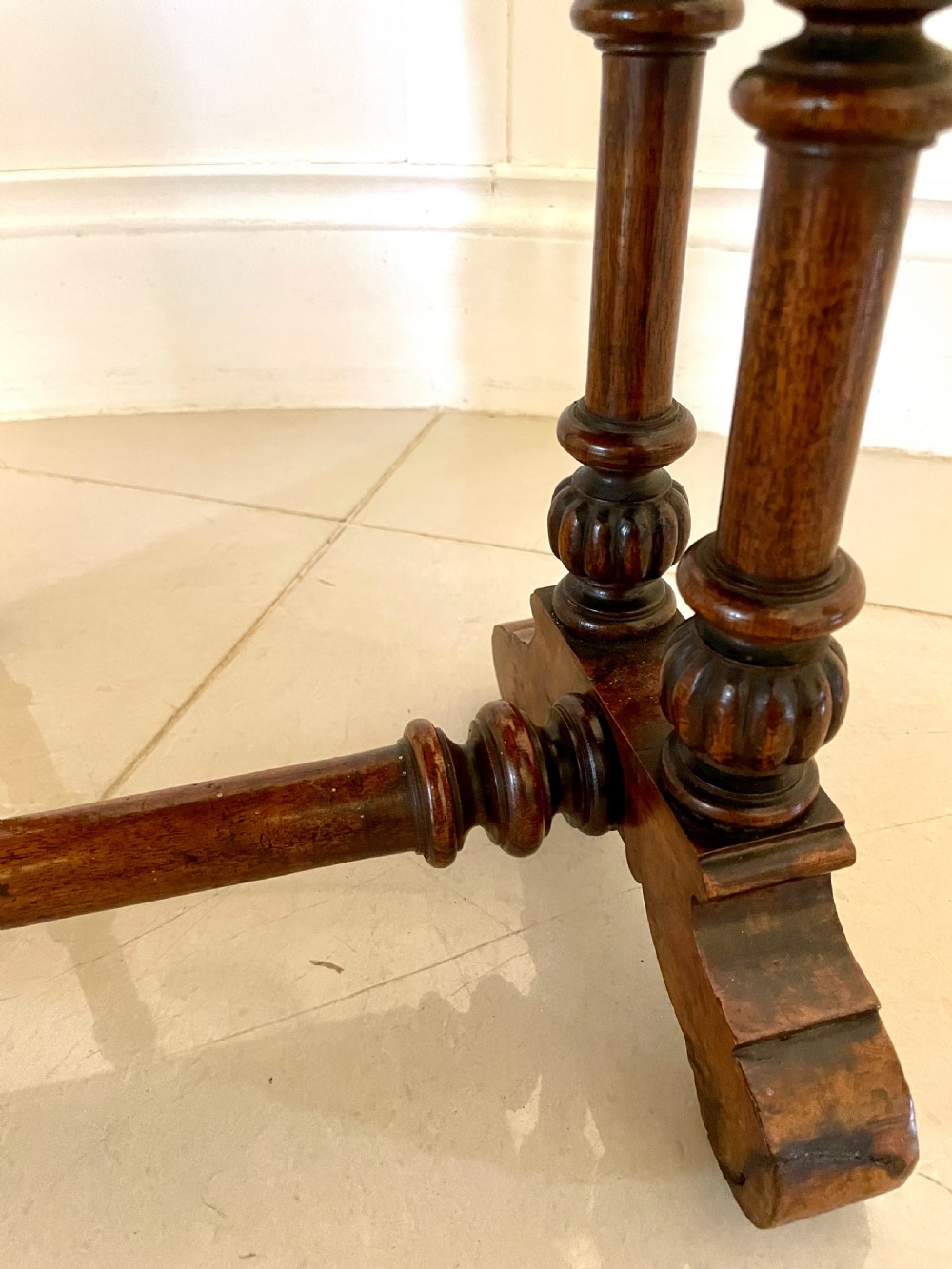  Antique Victorian Quality Burr Walnut Small Sutherland Table 
 View X