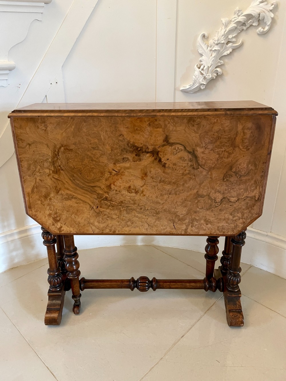  Antique Victorian Quality Burr Walnut Small Sutherland Table 
 View XVII