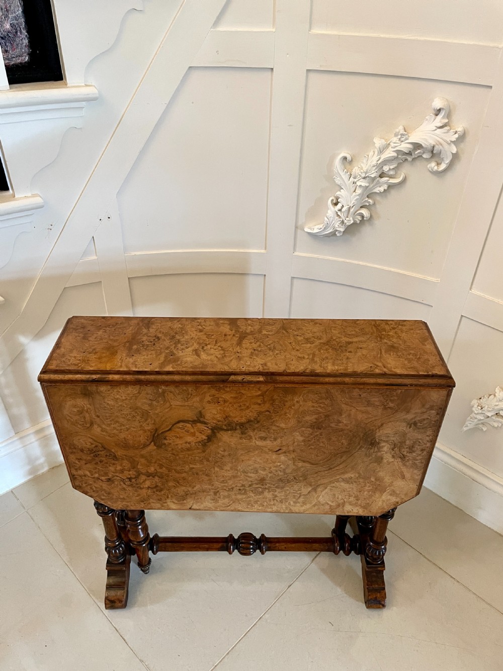  Antique Victorian Quality Burr Walnut Small Sutherland Table 
 View XIX