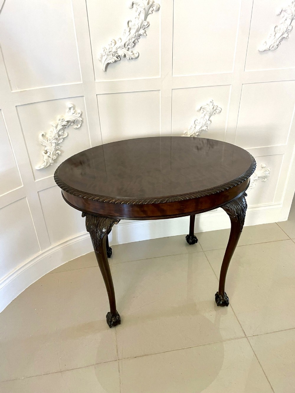   Antique Quality Oval Carved Mahogany Centre Table
