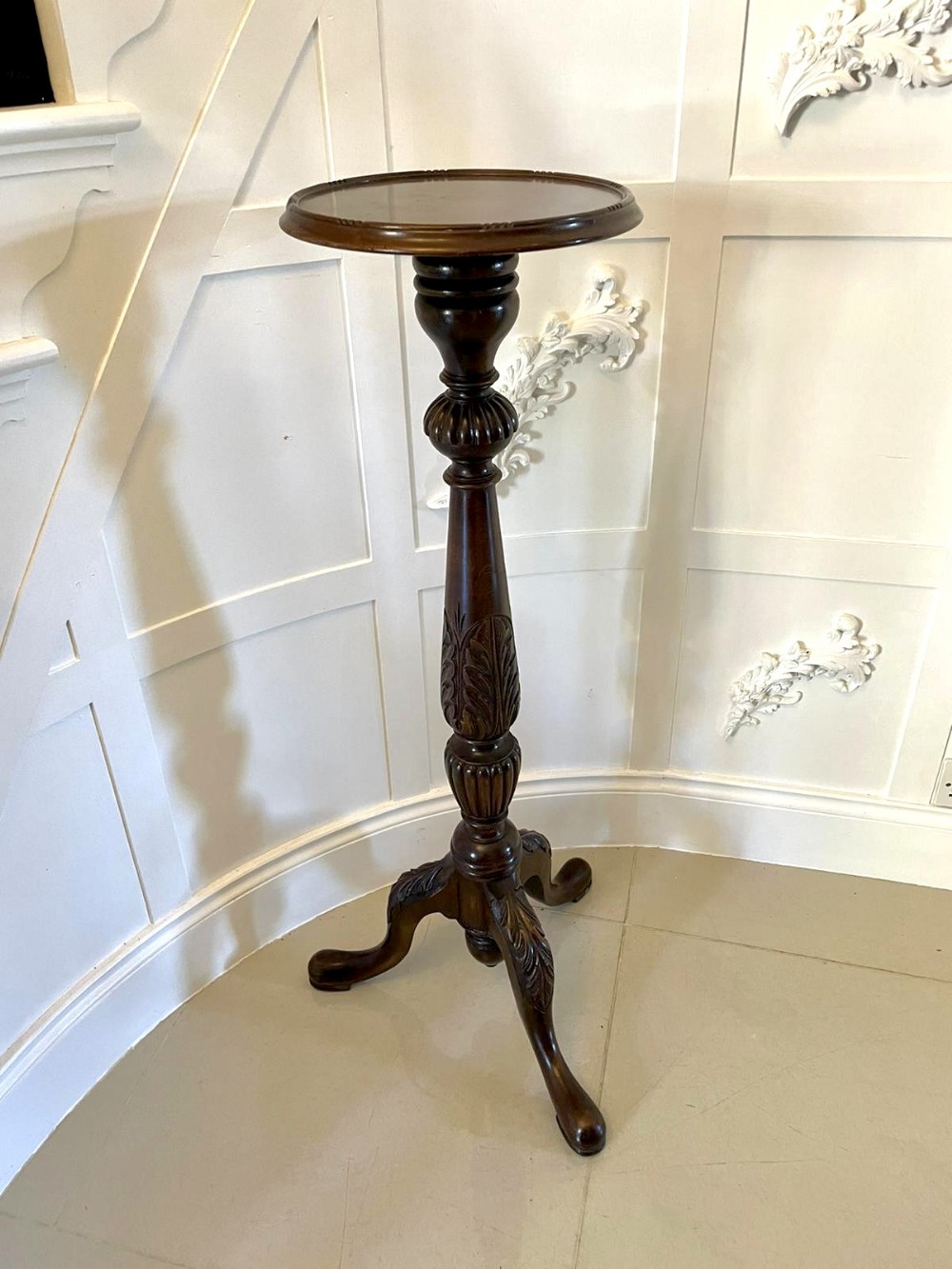   Quality Antique Carved Mahogany Torchere
