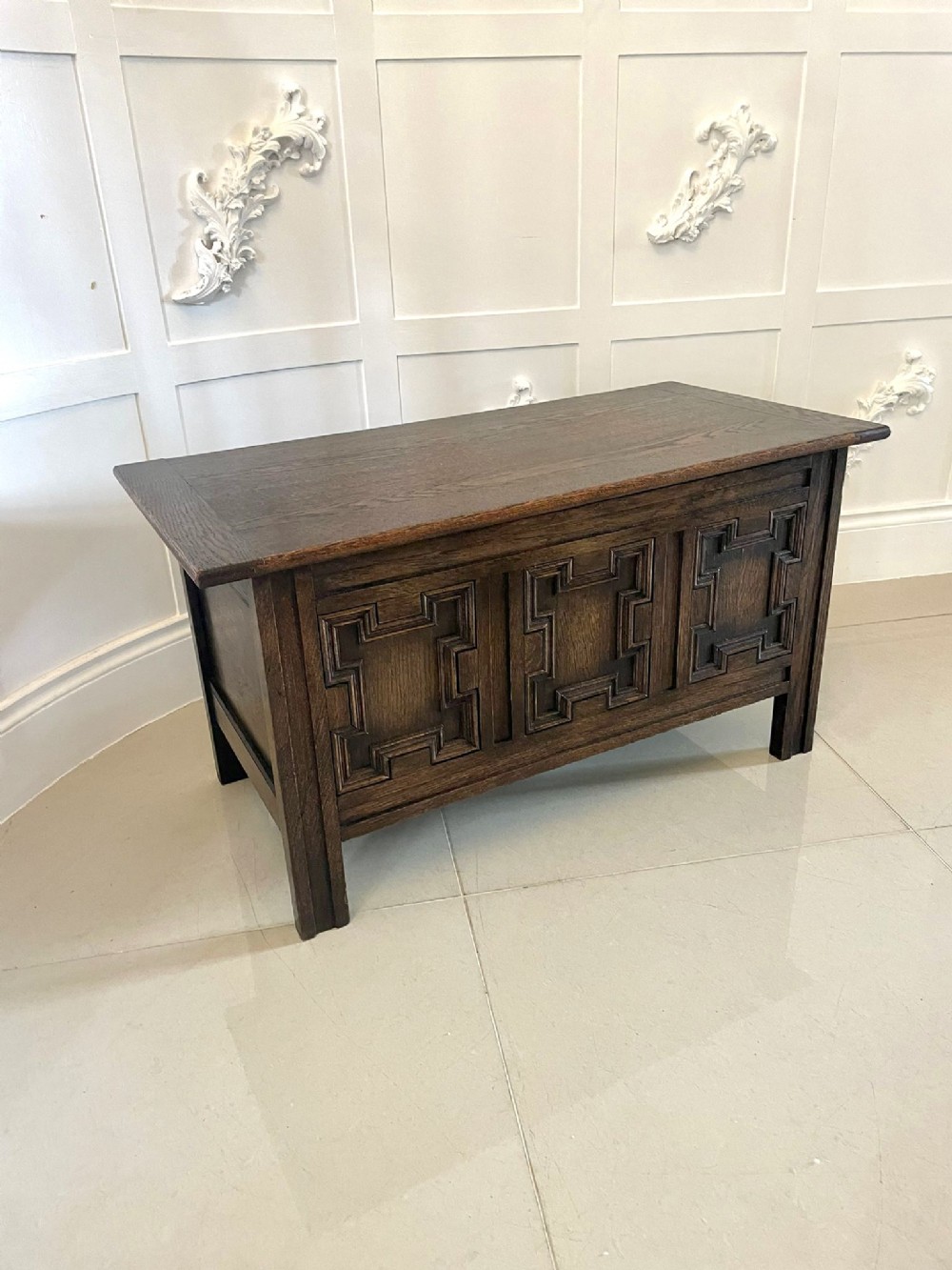 Small Antique Quality Oak Coffer 
