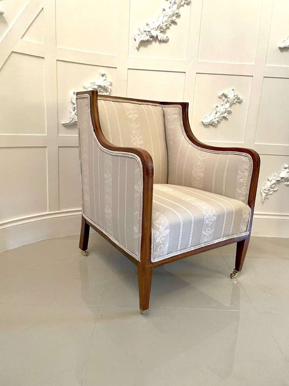  Antique Edwardian Quality Inlaid Mahogany Library Chair 
