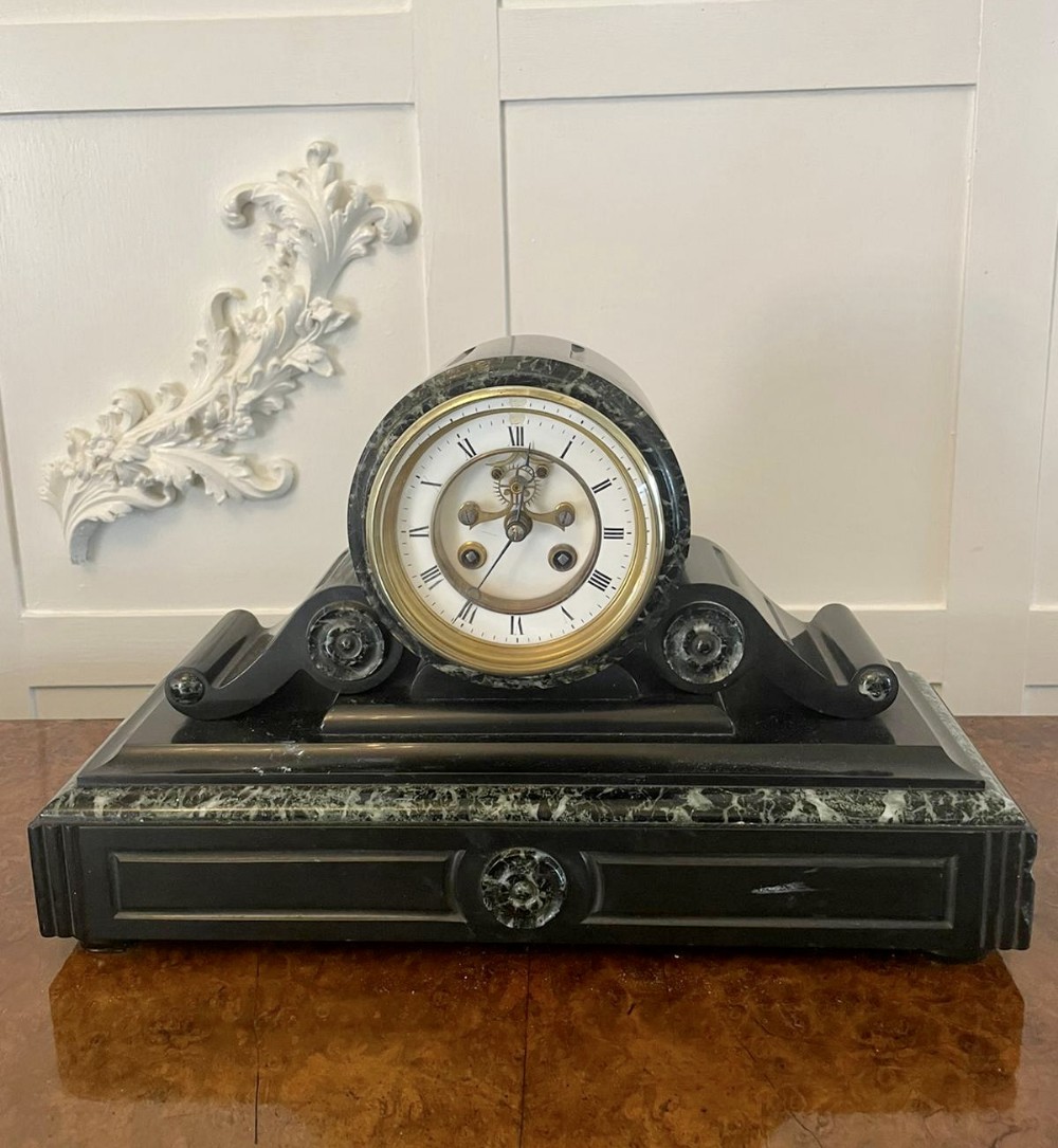 Antique Victorian Quality Drum Head Marble Clock 
