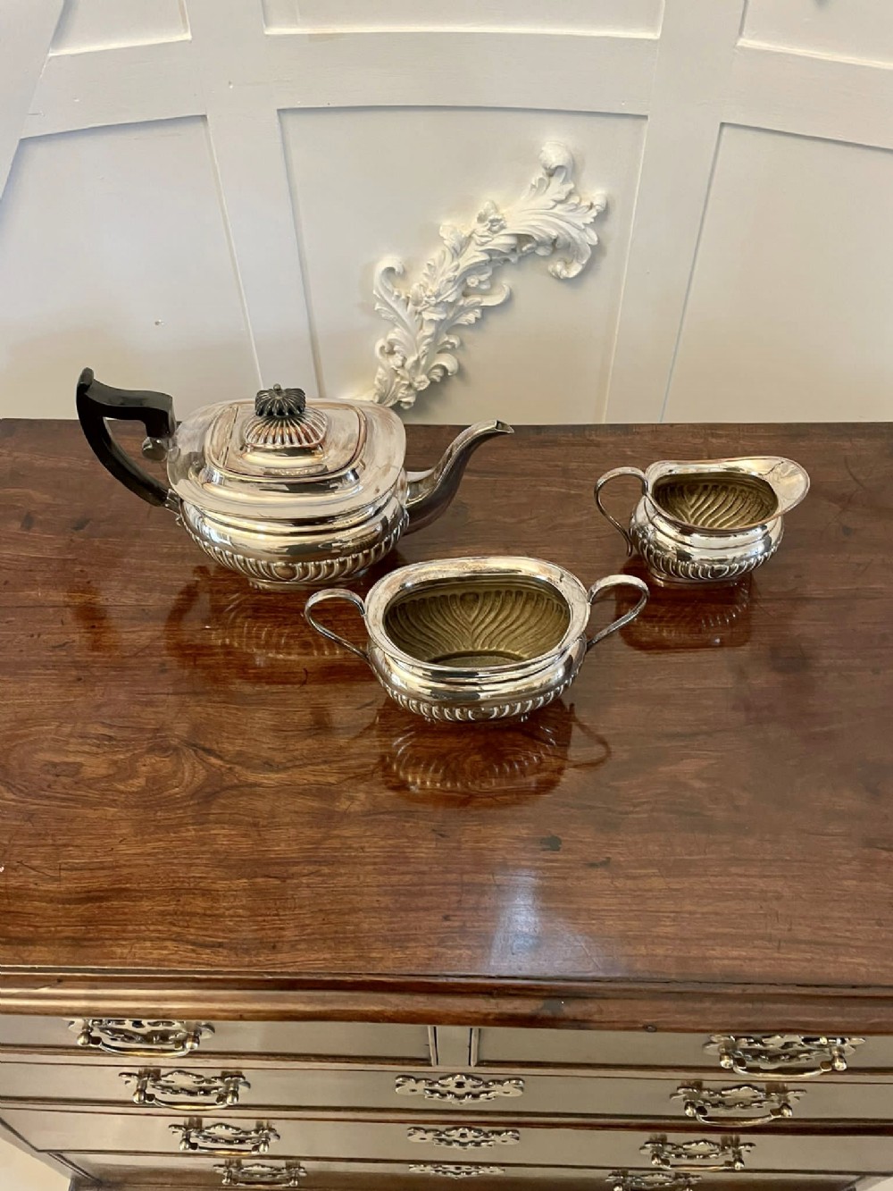 Antique Edwardian Quality Silver Plated Tea Set 
