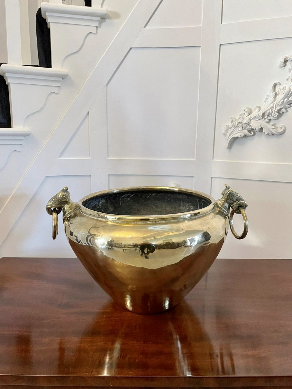  Antique 19th Century Victorian Brass Cauldron 