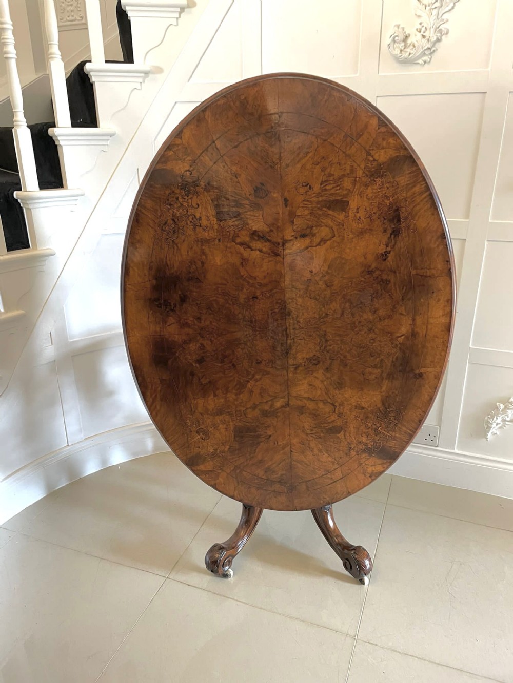 Antique Victorian Burr Walnut Inlaid Centre Table 