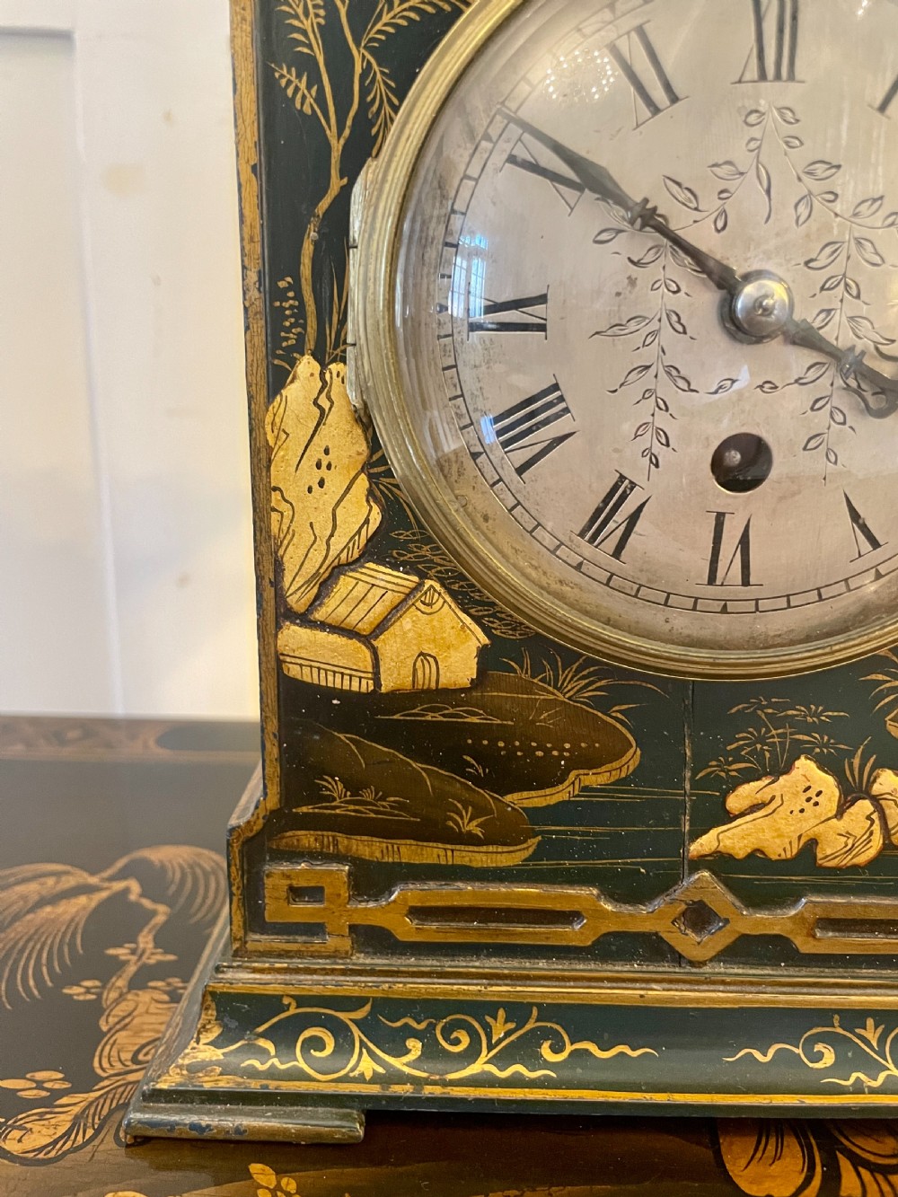 Quality Antique Victorian Chinoiserie Decorated Mantle Clock by Japy Fréres
 View VII