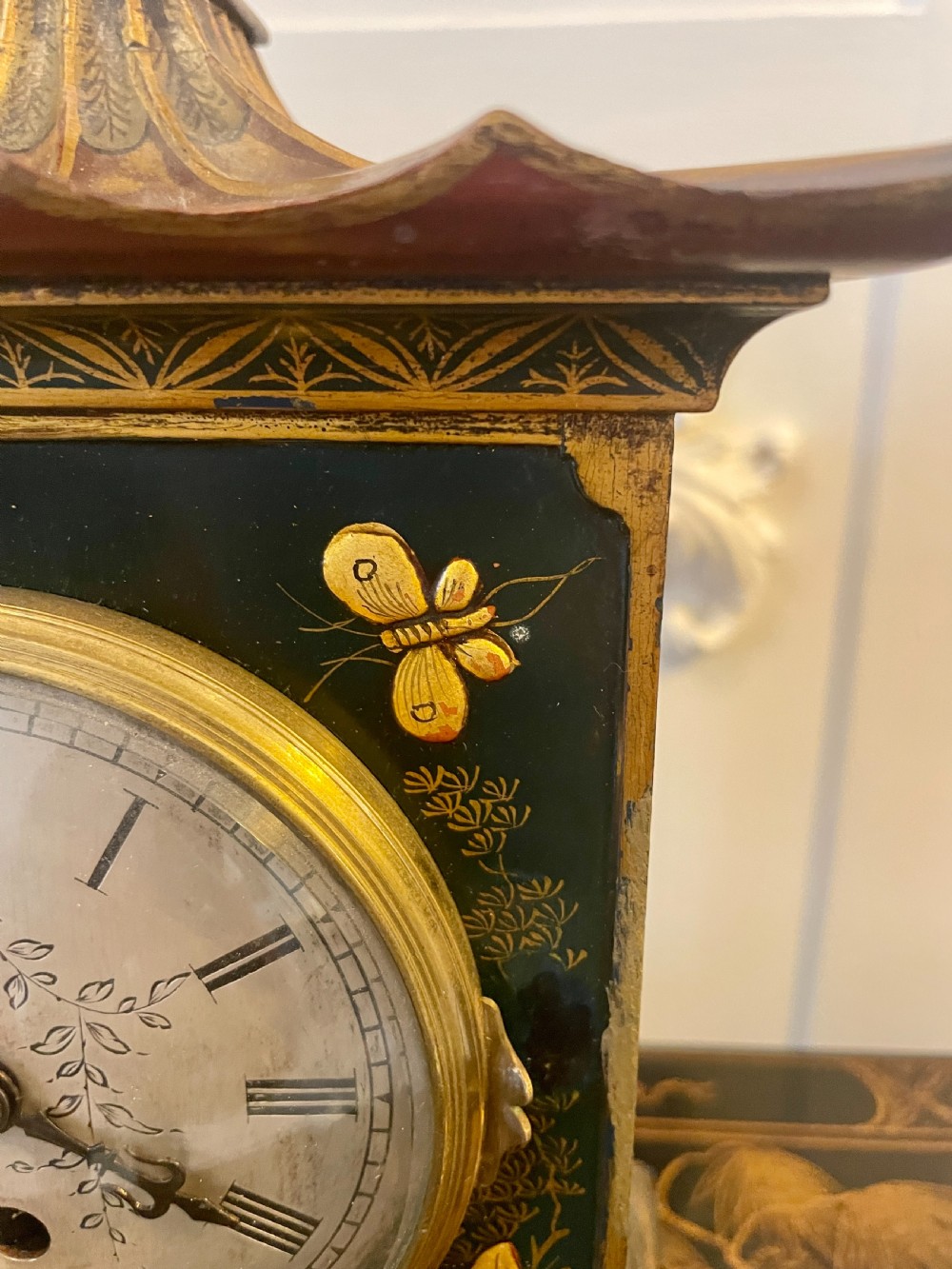 Quality Antique Victorian Chinoiserie Decorated Mantle Clock by Japy Fréres
 View VIII