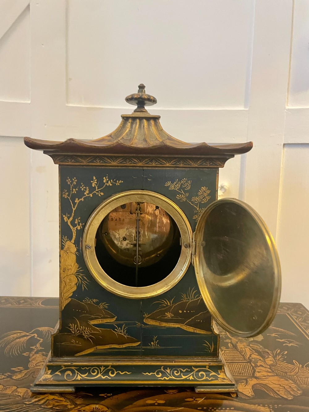 Quality Antique Victorian Chinoiserie Decorated Mantle Clock by Japy Fréres
 View XVII