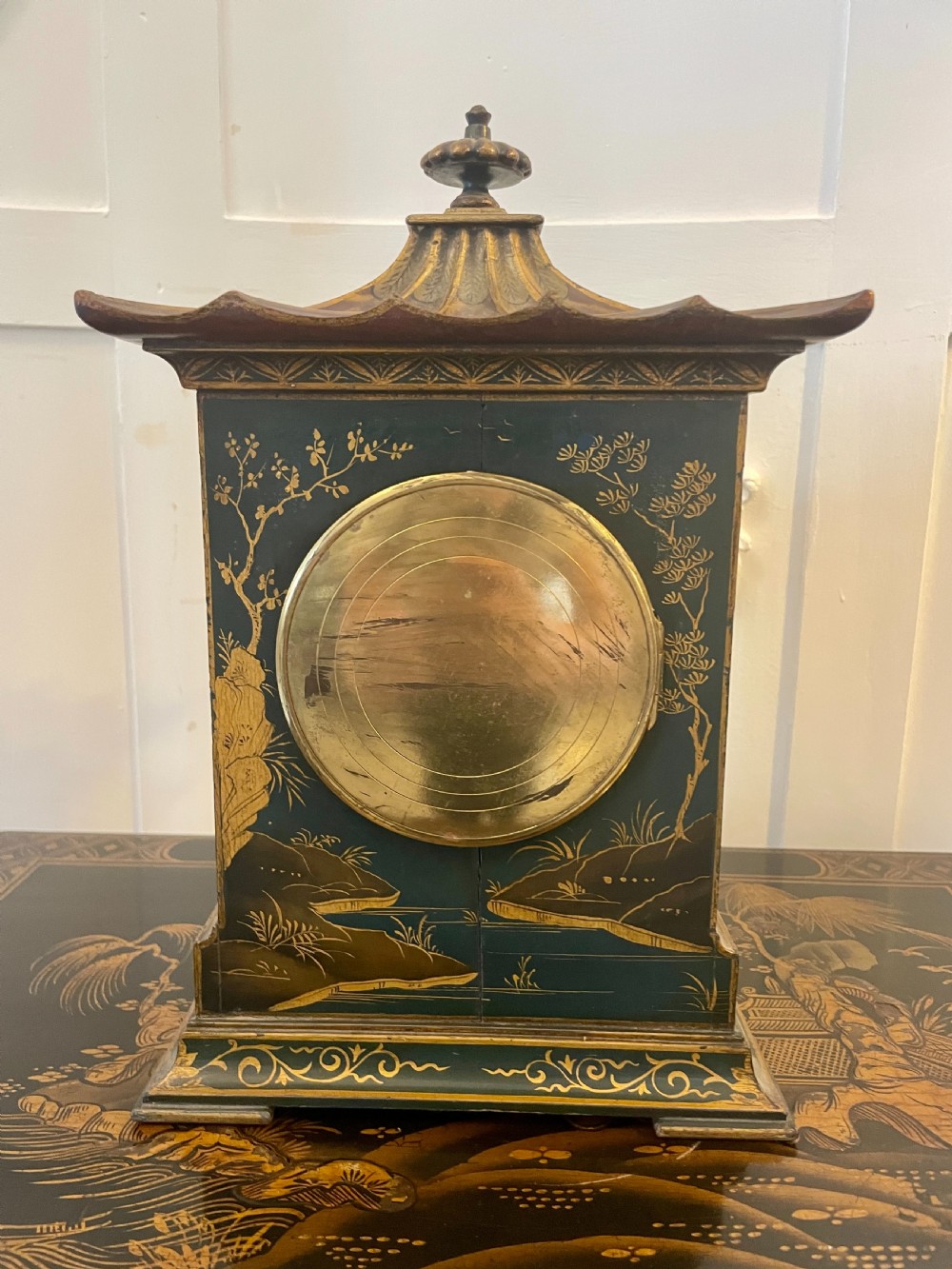 Quality Antique Victorian Chinoiserie Decorated Mantle Clock by Japy Fréres
 View XVIII