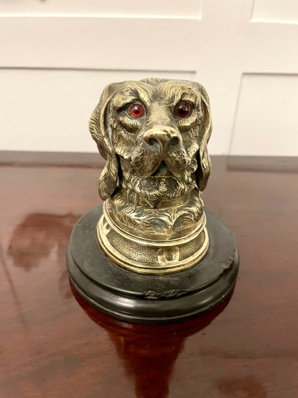  Unusual Antique Victorian Quality Brass Inkwell