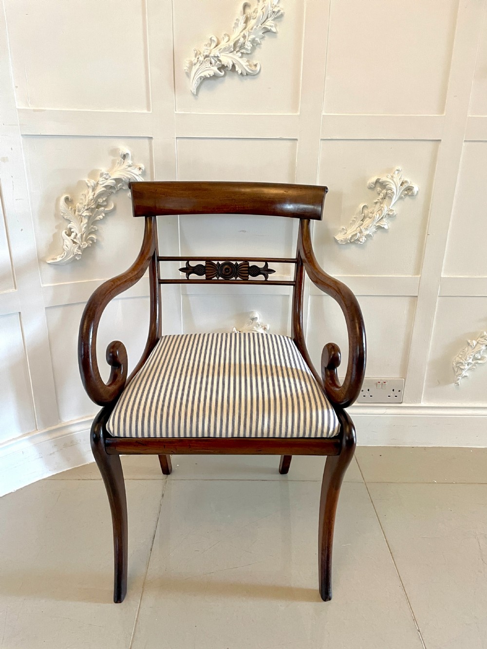   Fine Quality Set of 10 Antique Regency Mahogany Dining Chairs 
 View IV