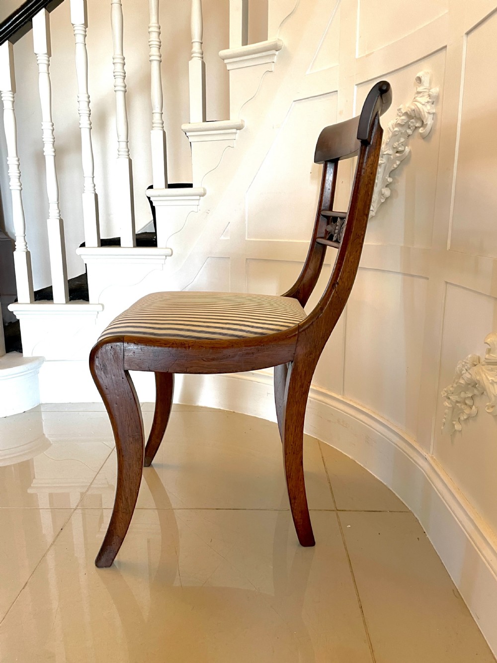  Fine Quality Set of 10 Antique Regency Mahogany Dining Chairs 
 View IX